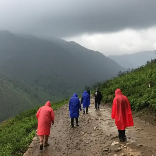 天气很糟糕，但我们仍然决定去爬山。