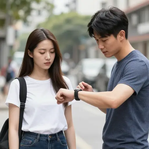 我问她几点了，但她没有回应。