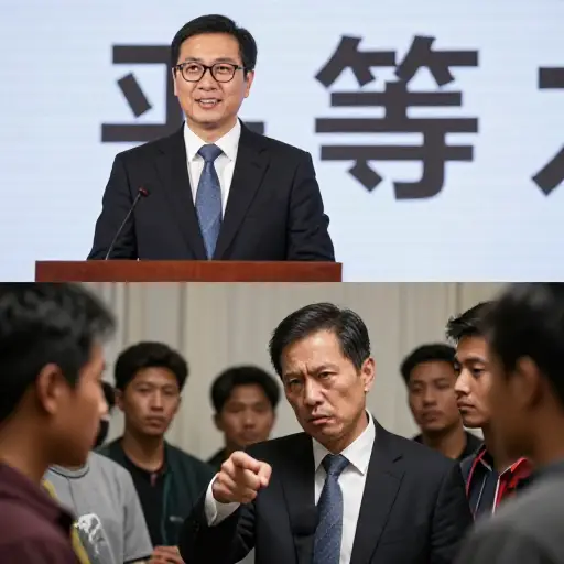 他公开支持平等，但私下歧视性言论曝光后，这被揭露为纯粹的伪善。