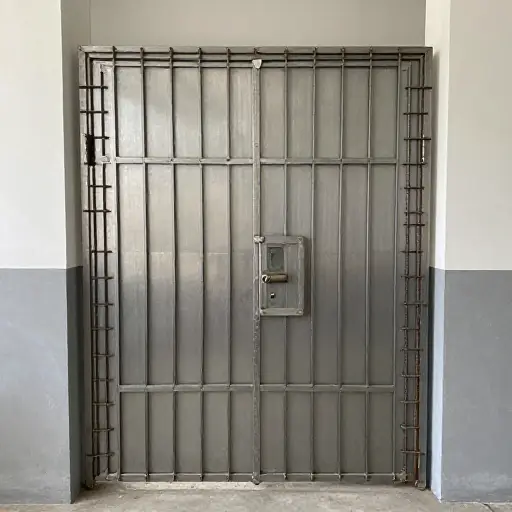 这扇安全门用钢筋加固了。