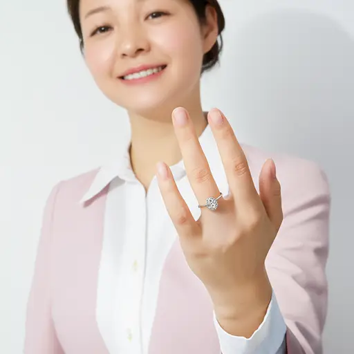 我妈妈戴着一枚漂亮的戒指。