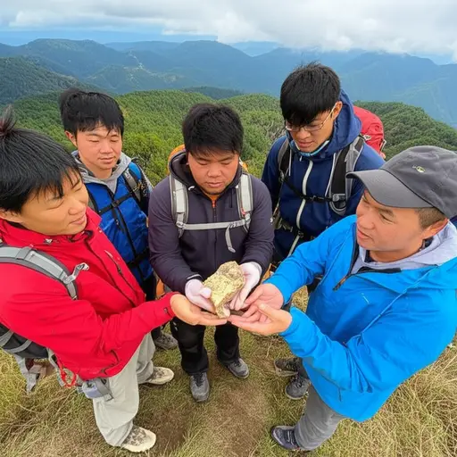 他们在野外探险时意外发现了金矿。