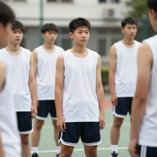我是学校篮球队的一员。