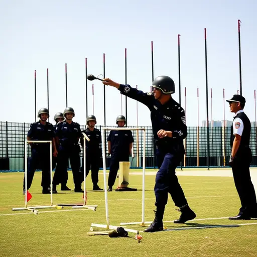 警察在训练中学习如何安全投掷手榴弹。