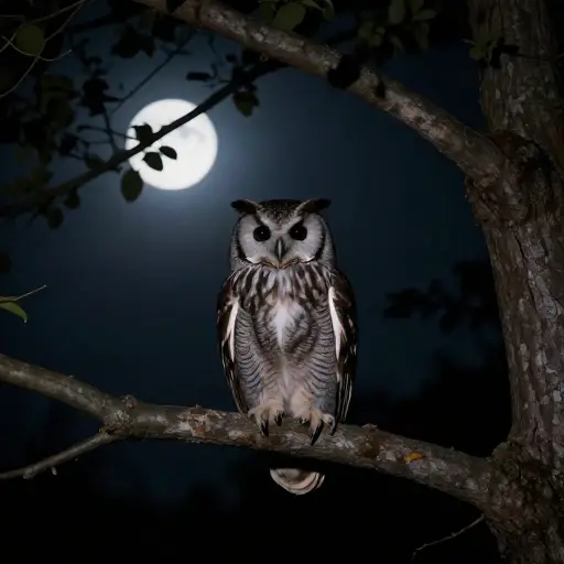 夜晚，猫头鹰孤独的叫声打破了寂静。