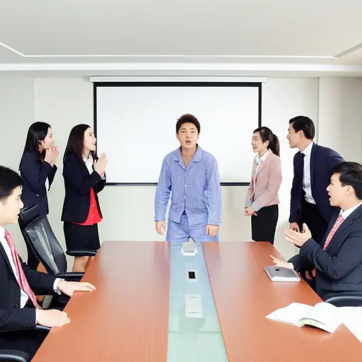 他穿着睡衣去开会的行为简直荒谬可笑。