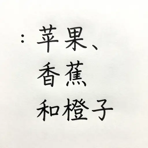 使用冒号来引入一个列表：苹果、香蕉和橙子。