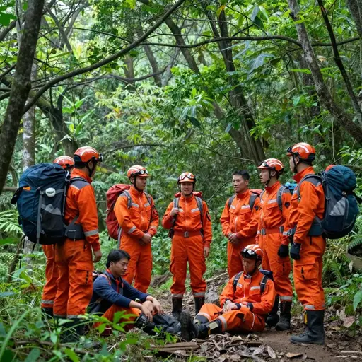 救援队发现迷路的徒步旅行者还活着。