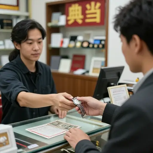 作为贷款的担保，他把手表留在了典当行。