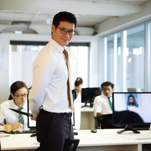 小心那个同事，他可是个笑里藏刀的小人。