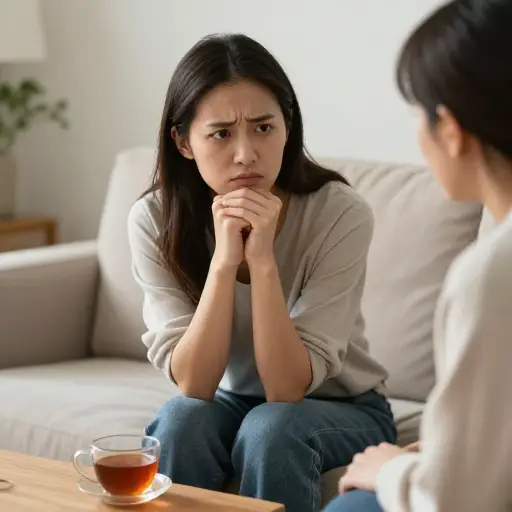 根据她的紧张表现，我们推断她可能隐瞒了真相。