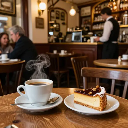 在传统的维也纳咖啡馆，点一杯咖啡的同时配上一块蛋糕或一个酥皮糕点是惯例。