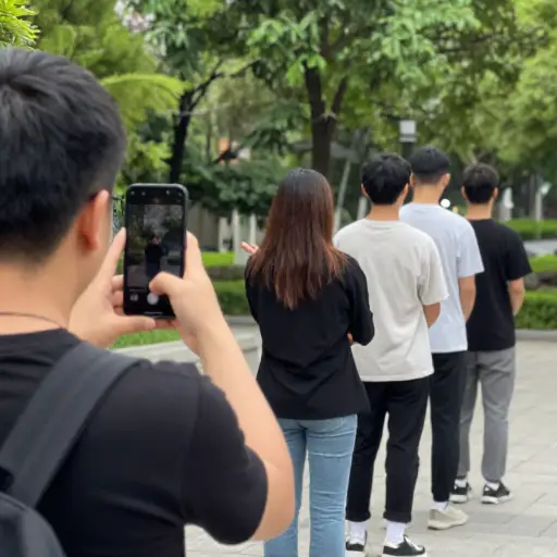请往后退一点，这样我才能把大家都拍进去。