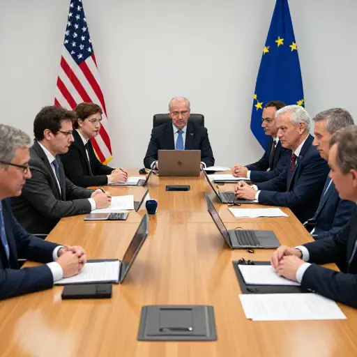 美国官员正与欧盟领导人就贸易问题进行会谈。