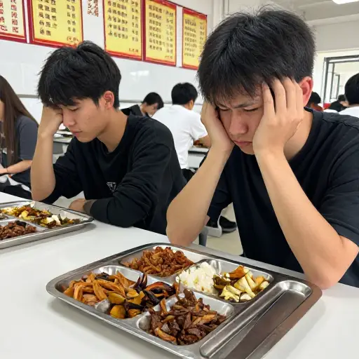 食堂的食物没味道，而且每天菜单几乎一样。
