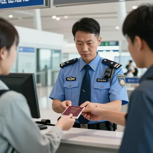 机场的海关官员检查了我的护照。