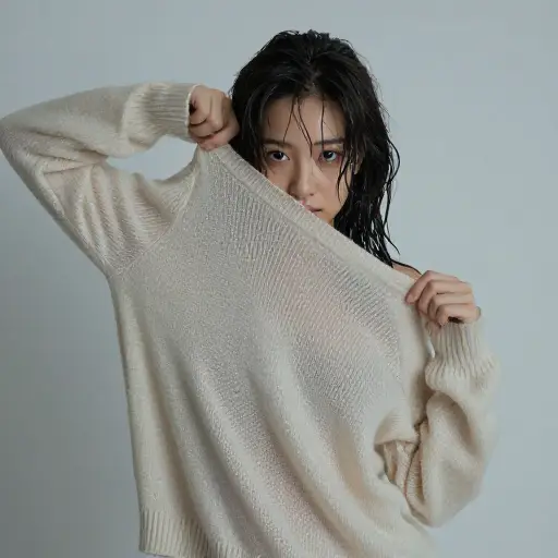 她迅速脱下了湿毛衣。