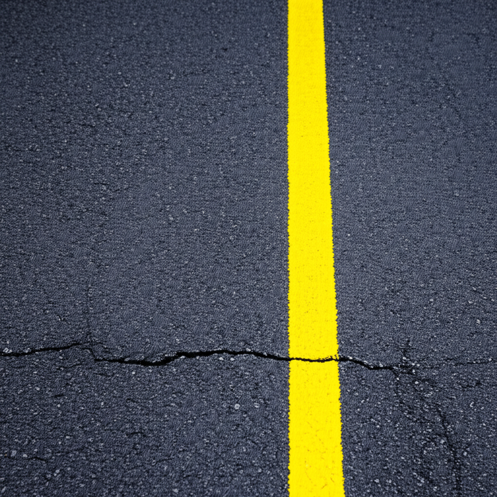 黄线将道路分成了两部分。