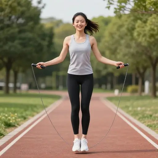 我跳绳十分钟来热身。