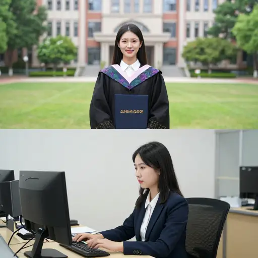 她完成了学位，随后在她领域找到了一份工作。