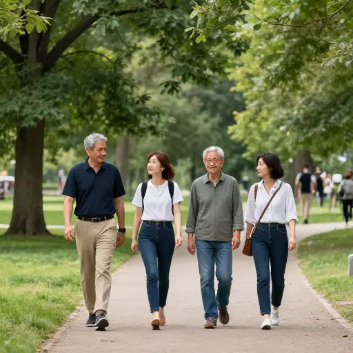 许多人喜欢在周末去公园散步。