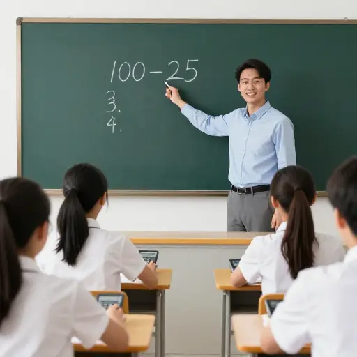 老师让我们用计算器从100中减去25。