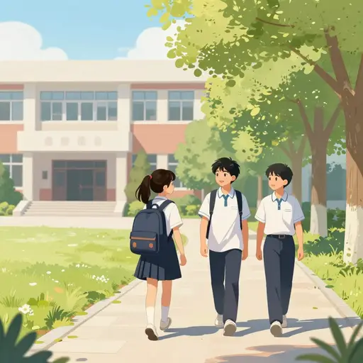 她上初中。