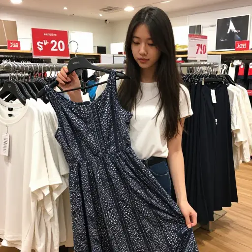 她在设计师品牌折扣店以折扣价买了这条裙子。