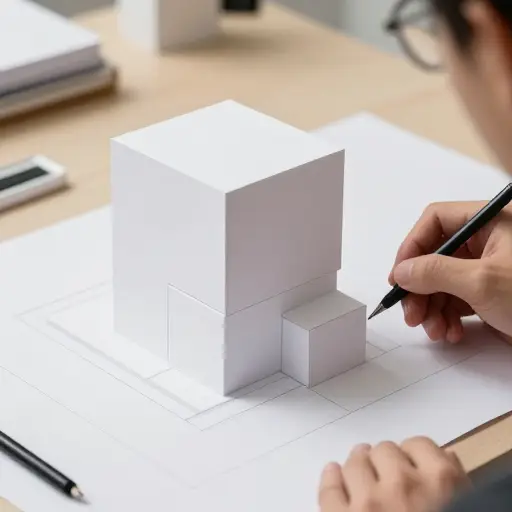 建筑师用几何方式设计了这座现代建筑，使其线条简洁明快。