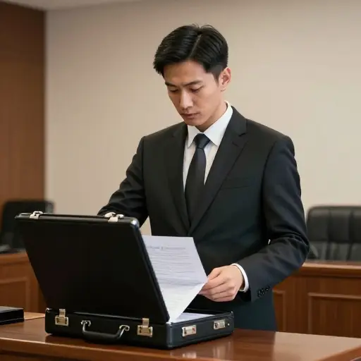 律师从他的公文包里拿出了一份关键证据。