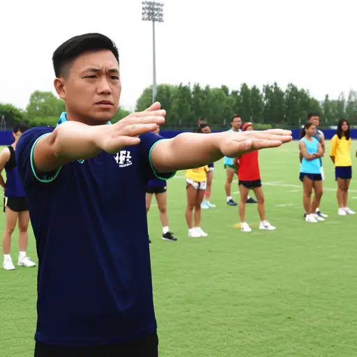 教练对我们做了一个继续前进的手势。