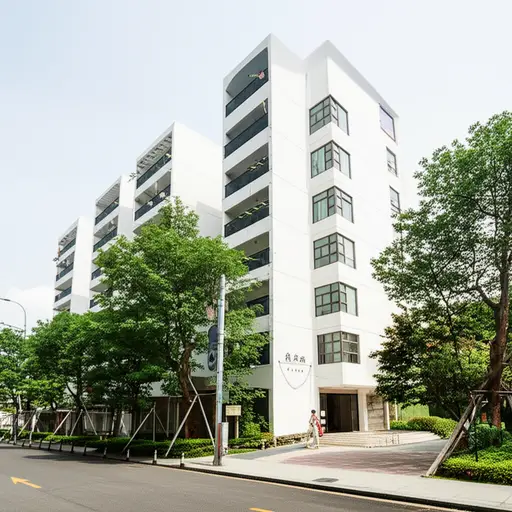 我朋友住在街角的那栋白色公寓楼里。