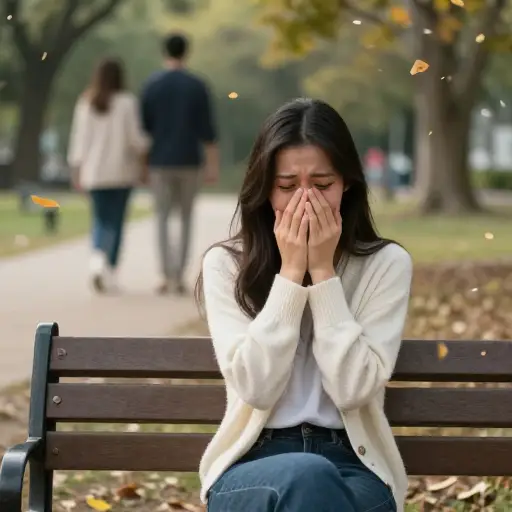 当他为了另一个女孩离开她时，她哭得伤心欲绝。