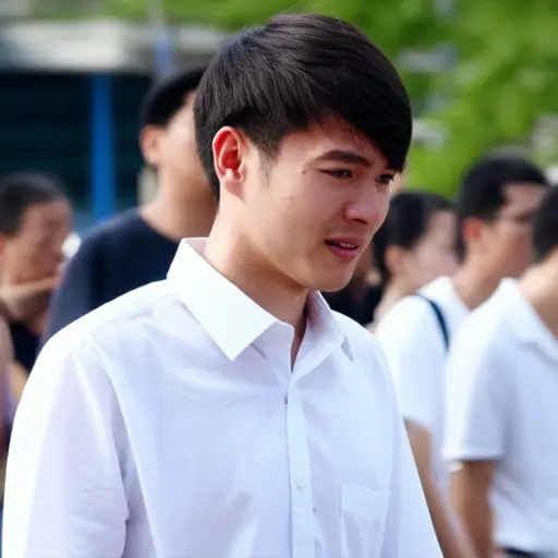 他努力忍住眼泪，不想在众人面前失态。