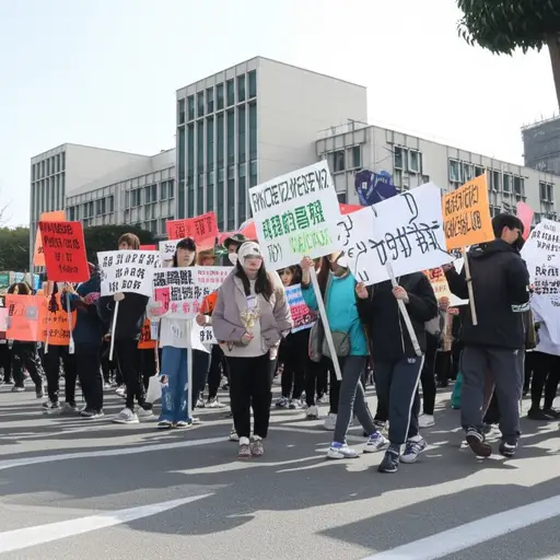学生们组织了一场游行，要求更好的教育政策。