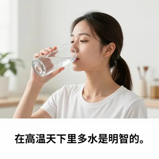 在高温天气里多喝水是明智的。