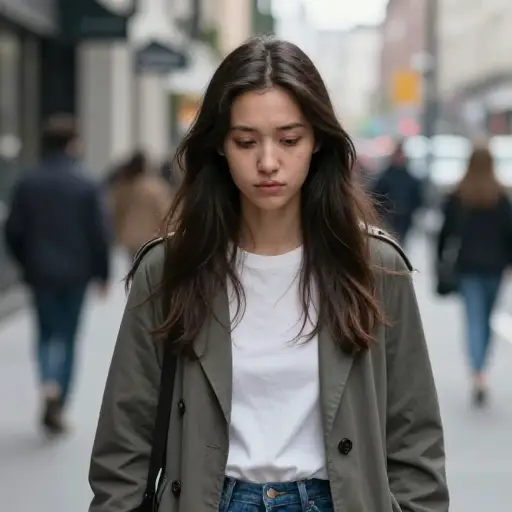 当她走在街上时，懊悔之感变得愈发强烈。