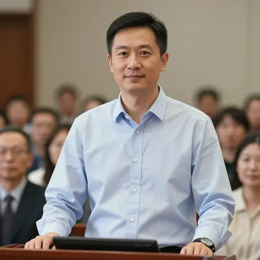 他说话时带着冷静的自信。
