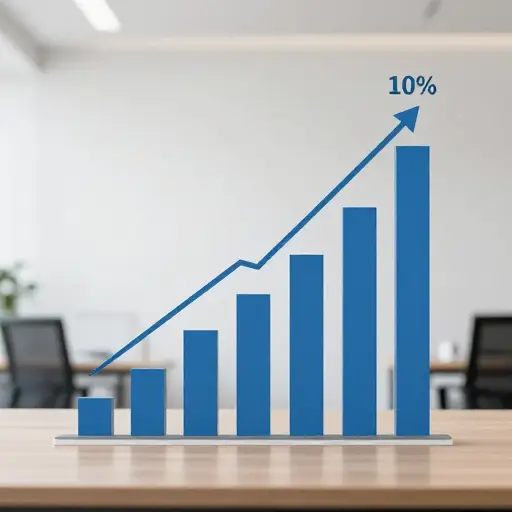 在过去一年里，他们的市场份额增加了10%。