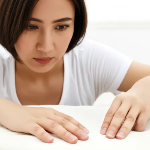 她摸了一下布料，检查质量是否合格。