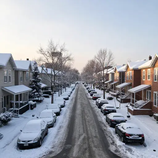 昨晚的降雪让整个城市披上了银装。