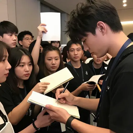 那些年轻的粉丝们过度崇拜这位歌手，总是围着他要签名。