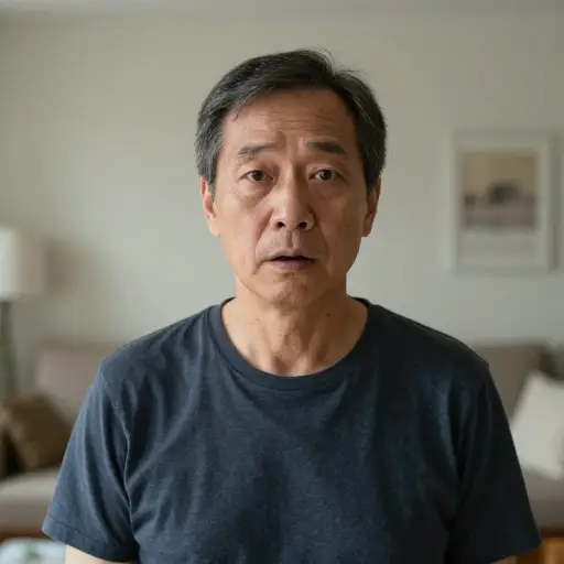 听到这个令人震惊的消息后，他的脸完全变得茫然，没有任何情绪。
