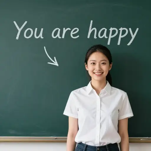 在句子“You are happy”中，动词“are”是第二人称单数形式。