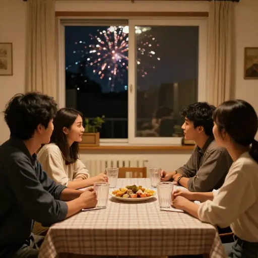 跨年夜我们会请朋友来家里。
