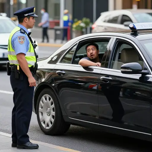 警察发现他开着一辆偷来的车。