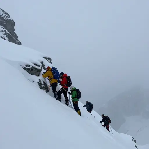 登山者因突发的恶劣天气被困在了山上。