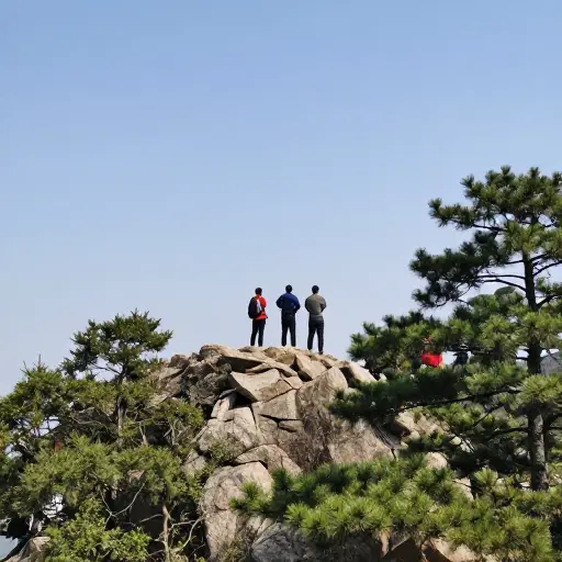 他们在山顶停下来欣赏风景。