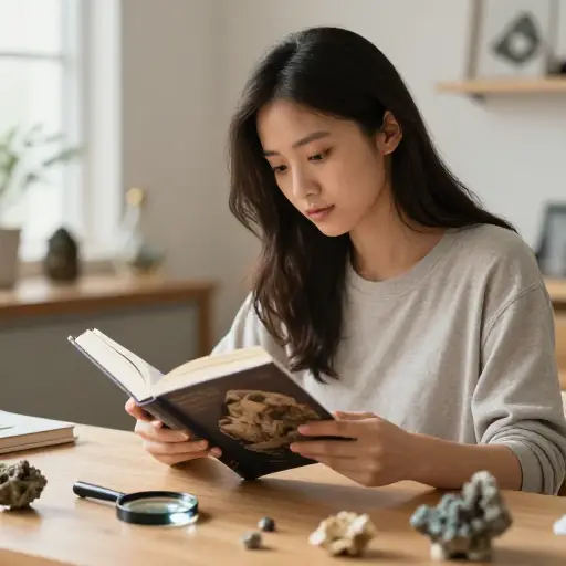 她正在读一本关于地质学的书。