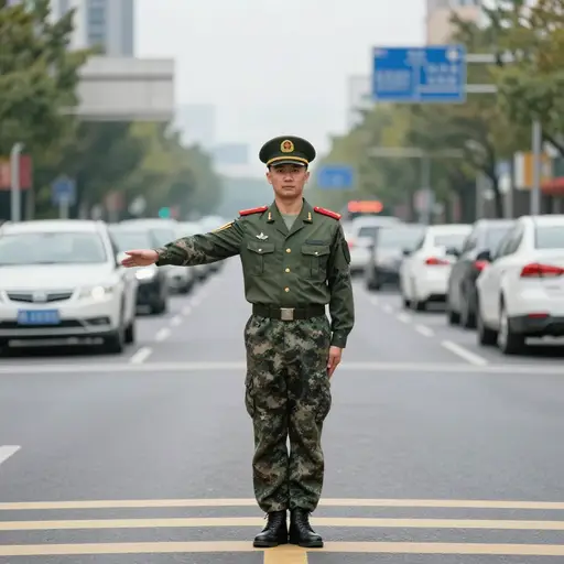 中士正在指挥交通。
